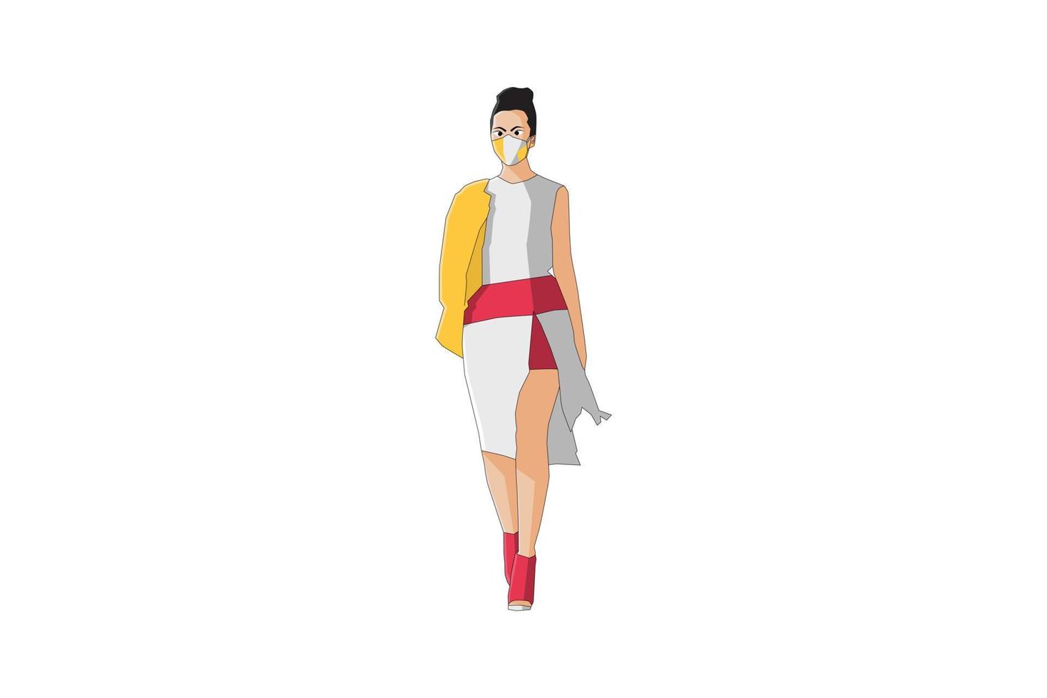 ilustración vectorial de mujeres elegantes caminando vector