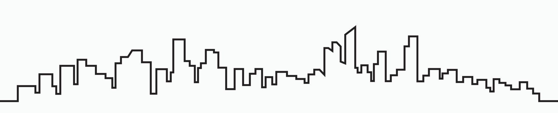 Modern City Skyline outline drawing on white background. vector