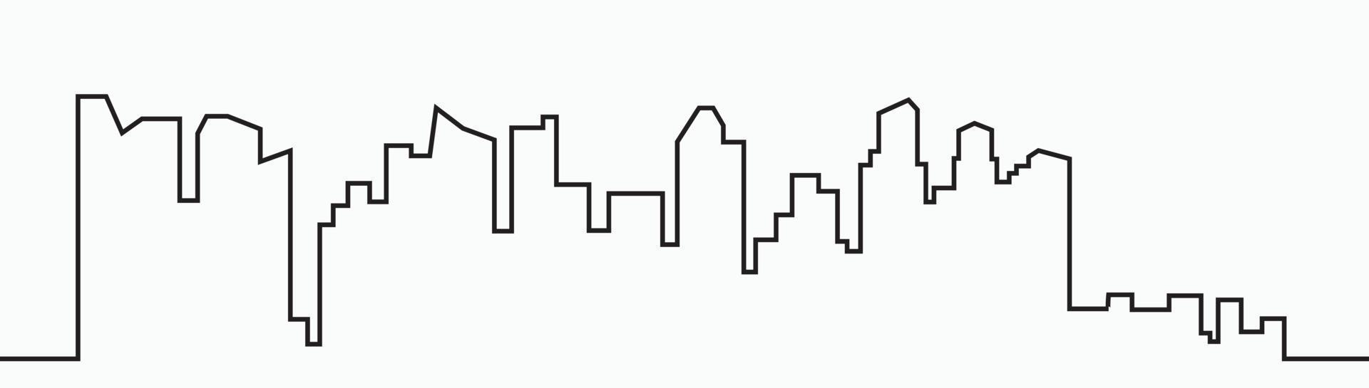 Modern City Skyline outline drawing on white background. vector