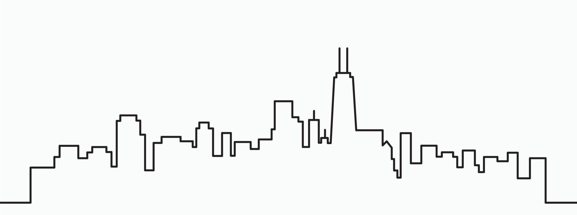 Modern City Skyline outline drawing on white background. vector