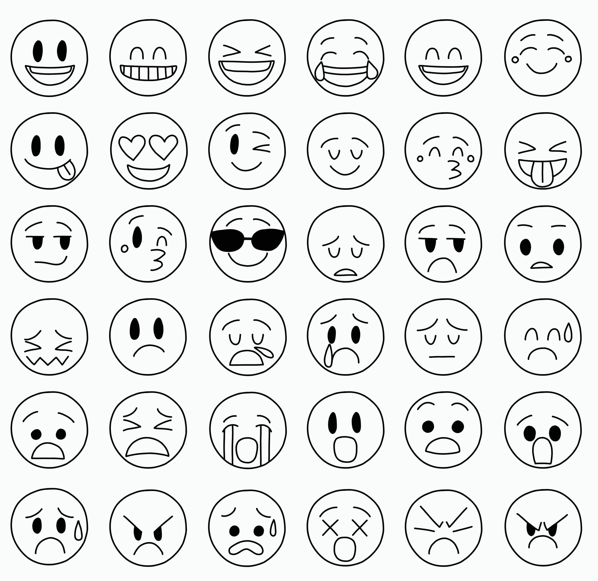 Collection of freehand drawing of facials expression. 11643857 Vector ...