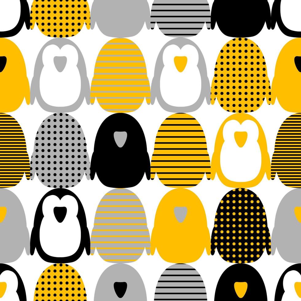 Retro seamless pattern with abstract penguins in mid century modern style. vector