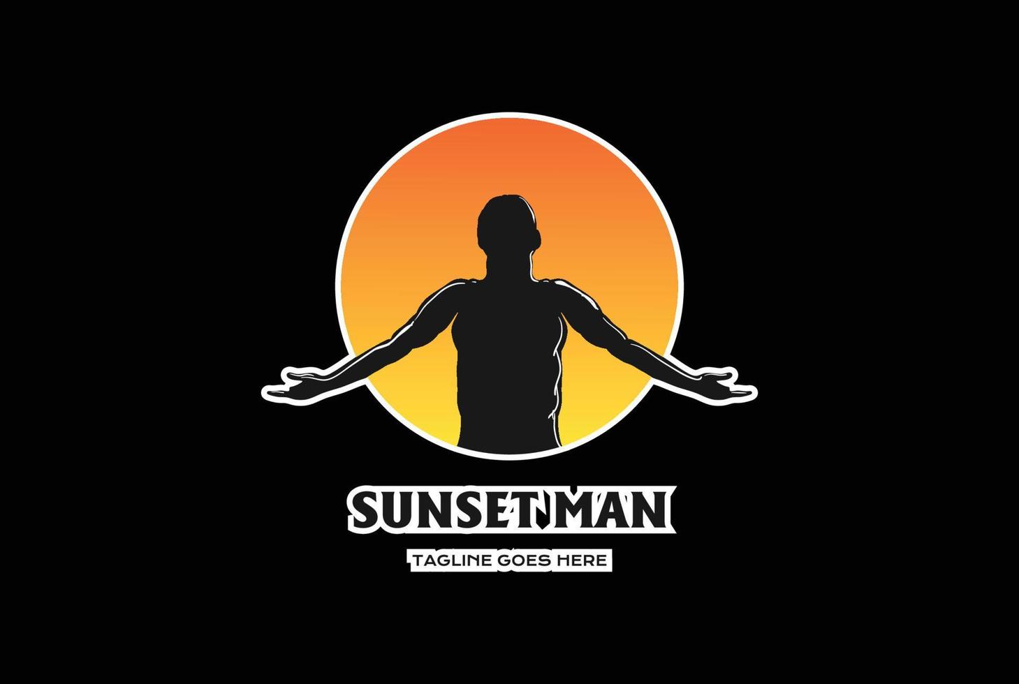 Sunset Sunrise with Freedom Male Man for Gym Sport Marathon Logo Design vector