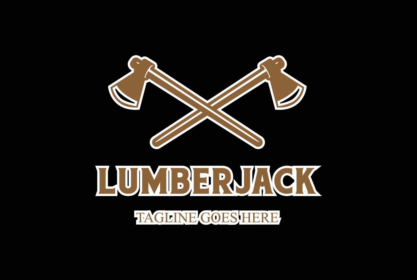 Vintage Retro Crossed Ax Hatchet Axes for Log Logging Lumberjack Timber Woodman Woodcutter Logo Design Vector