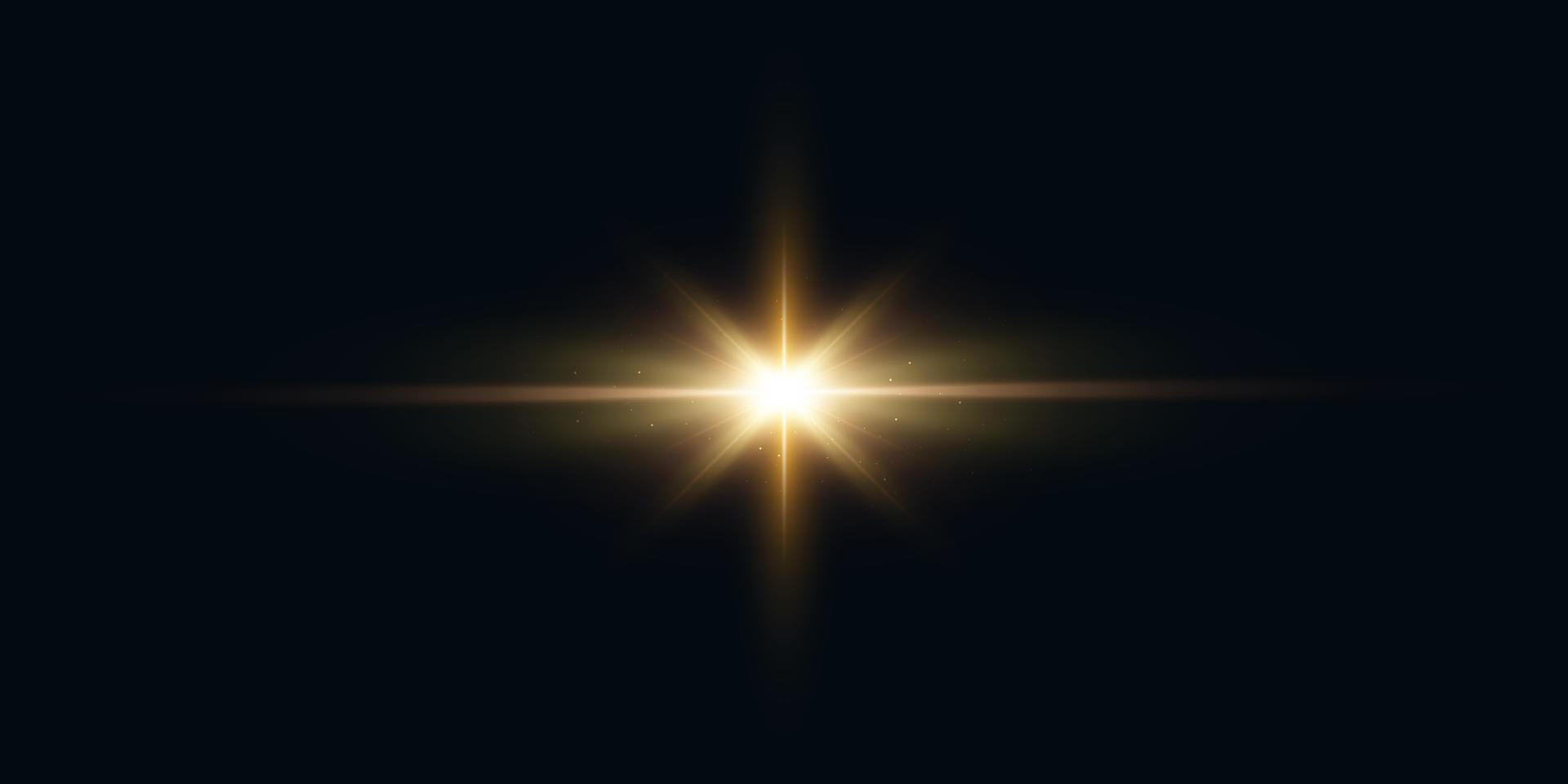 Golden Transparent Lens Flare Effect. Golden Sunlight Effect on Dark Background vector