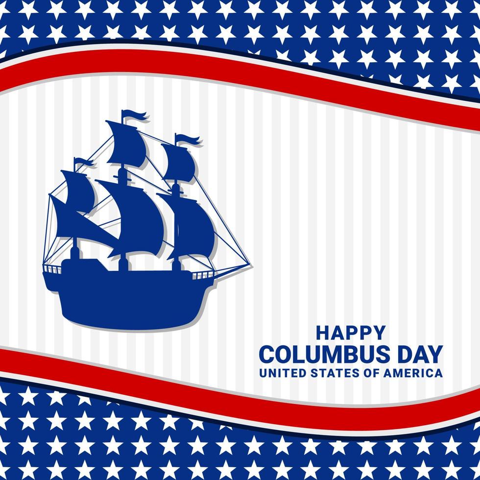 Happy columbus day celebration with sailboat background vector