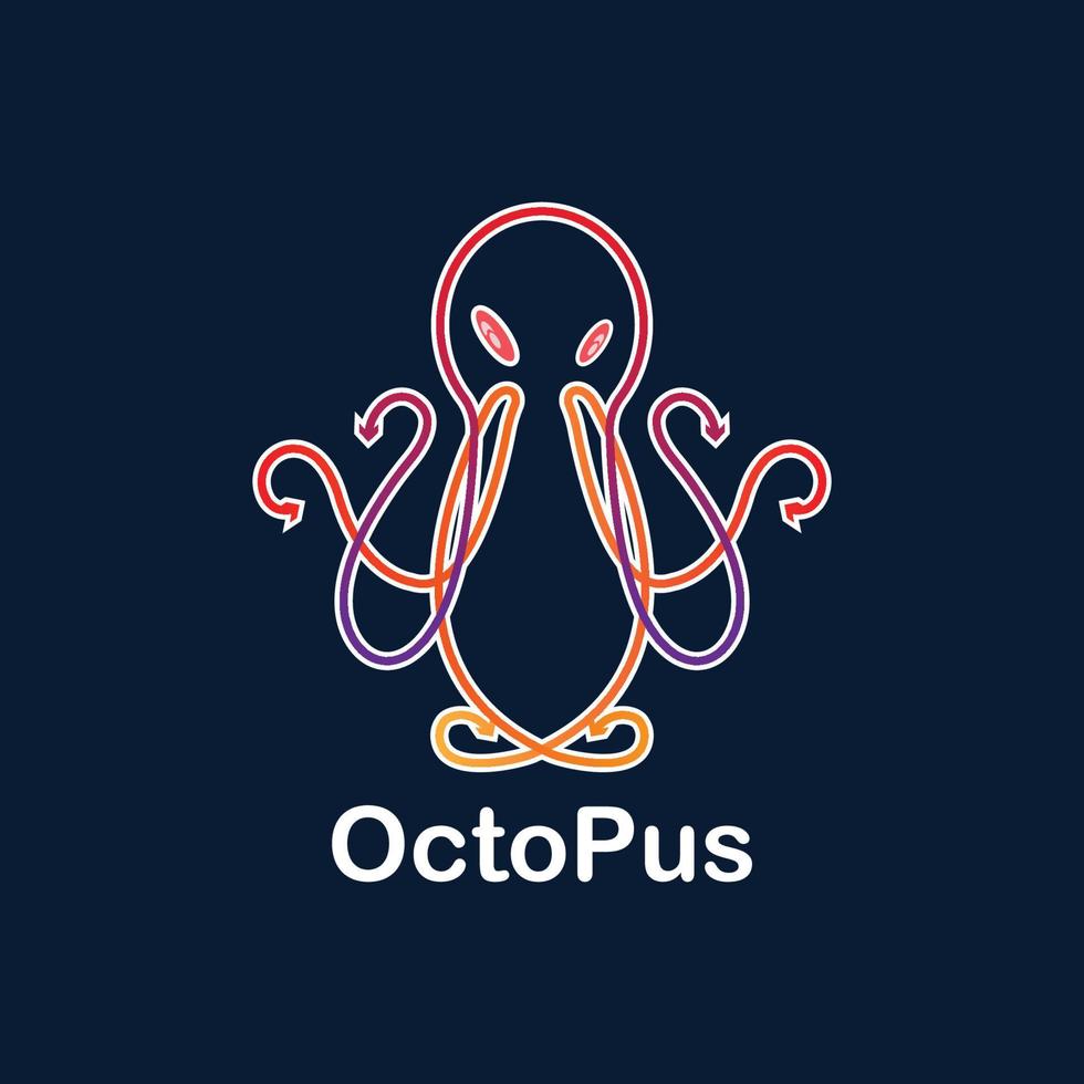 octopus logo  emblem design illustration vector