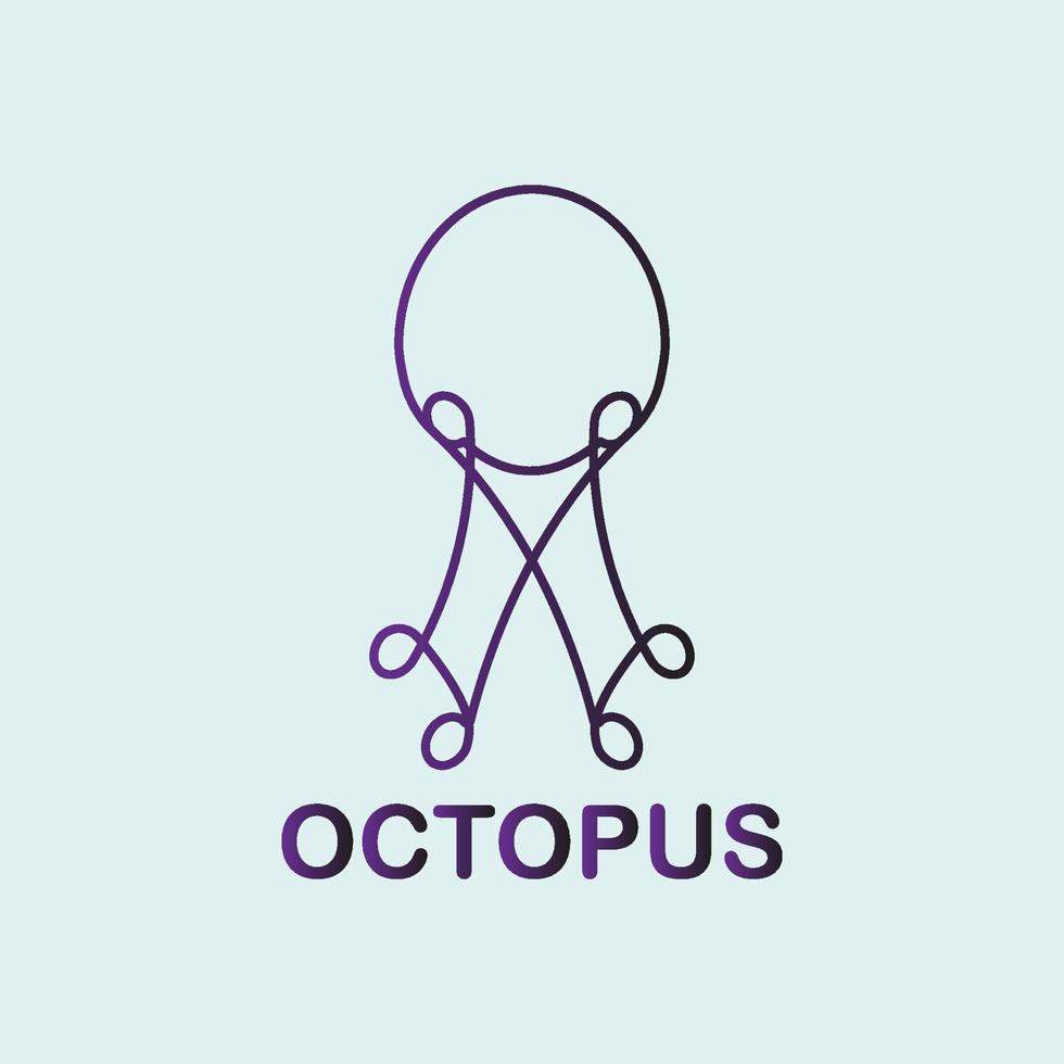 octopus logo line art illustration design vector