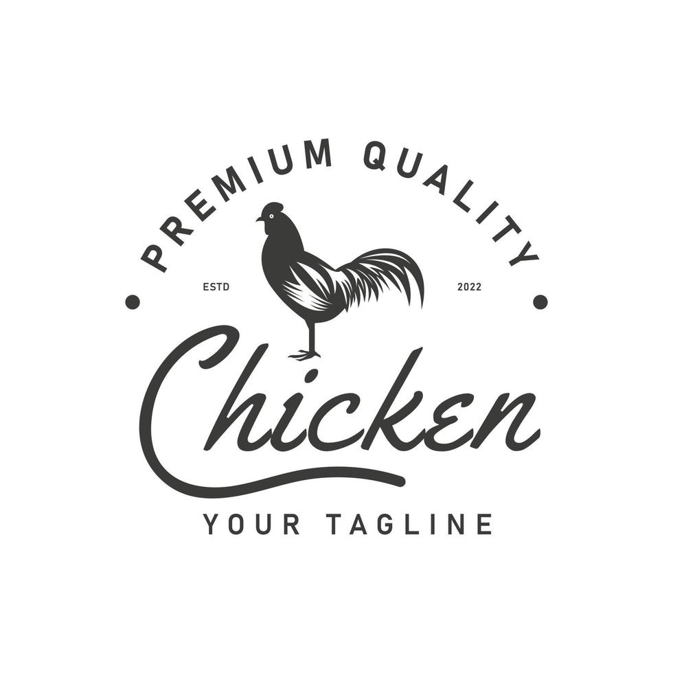 Vintage retro style chicken meat label logo design.illustration,symbol,symbol,vector template vector
