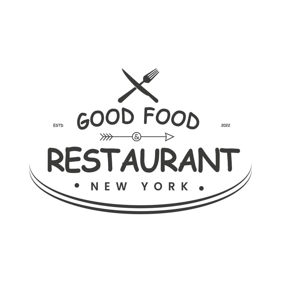 Retro vintage logo fork and knife restaurant design logotype vector
