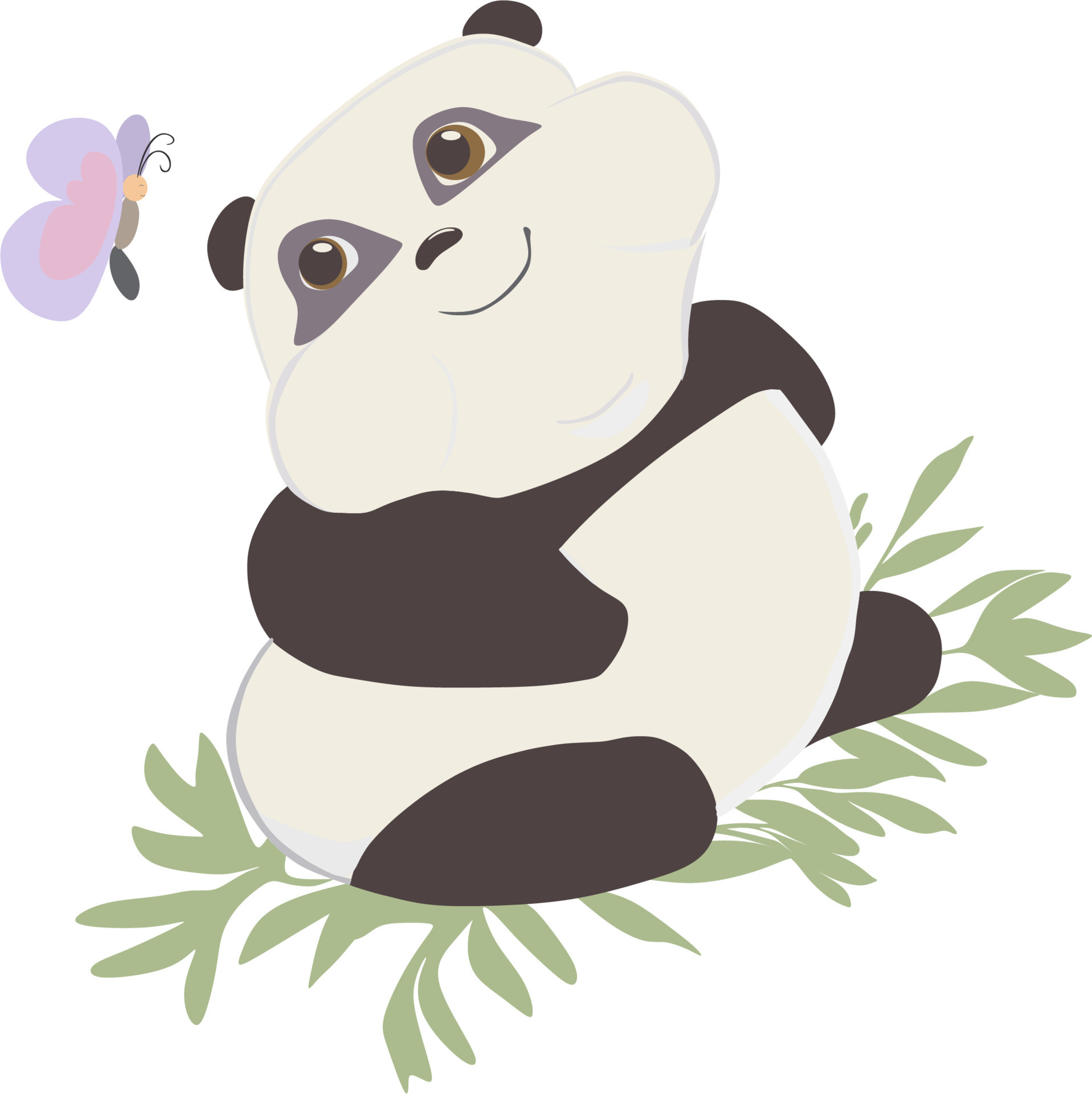 Panda with flowers stock vector. Illustration of butterflies - 59372862   Arte de panda, Desenhos animados bonitinhos, Desenhos de animais fofos