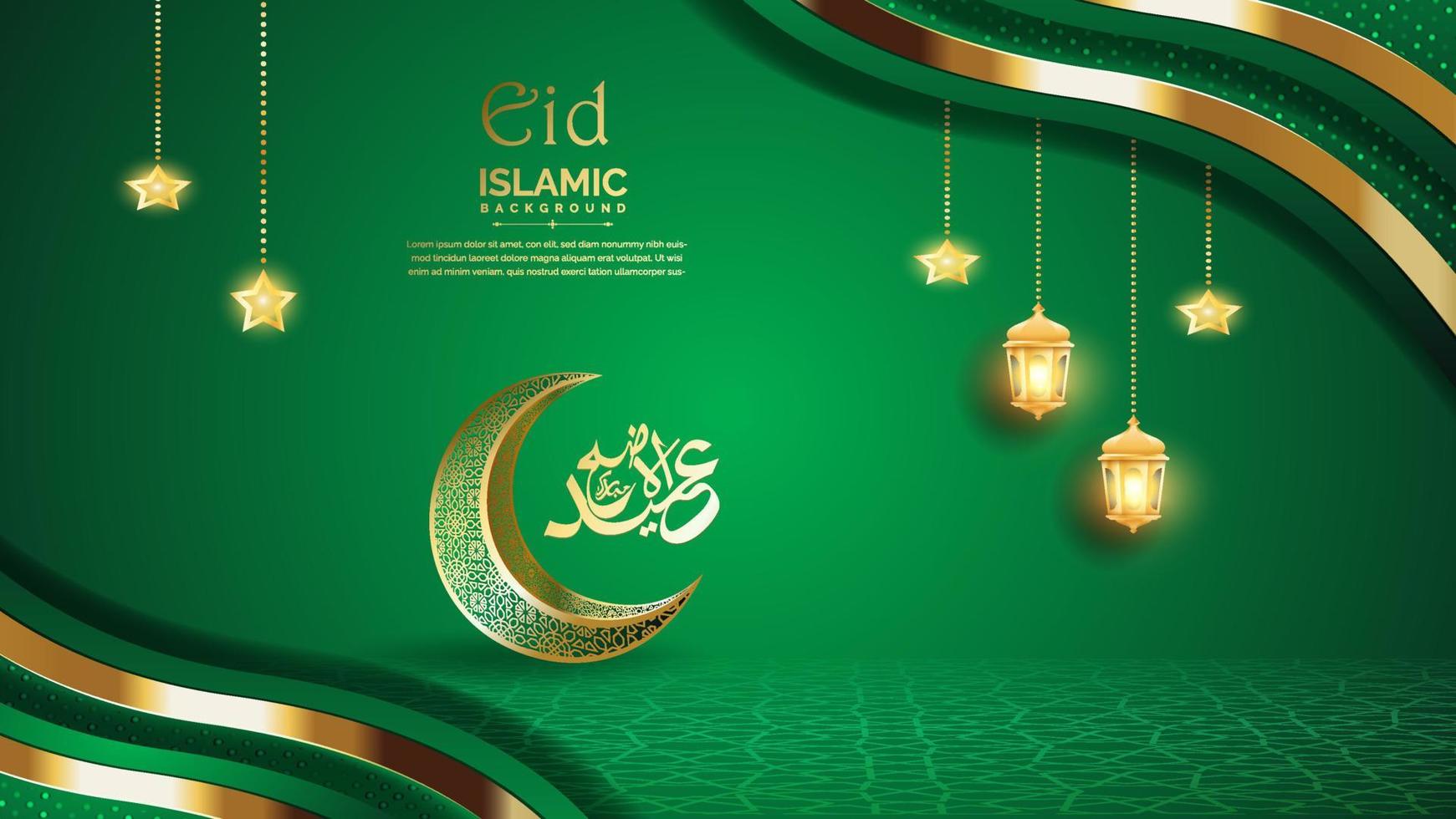 Arabic Elegant green Luxury Ornament Background with moon vector