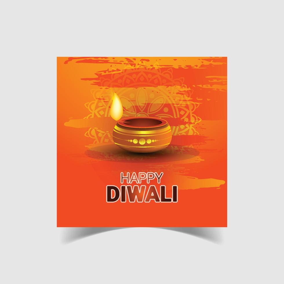 feliz diwali diseño de publicación en redes sociales vector