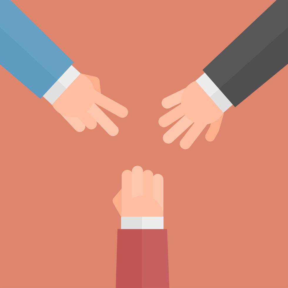 hand illustration doing rock paper scissors means business strategy vector