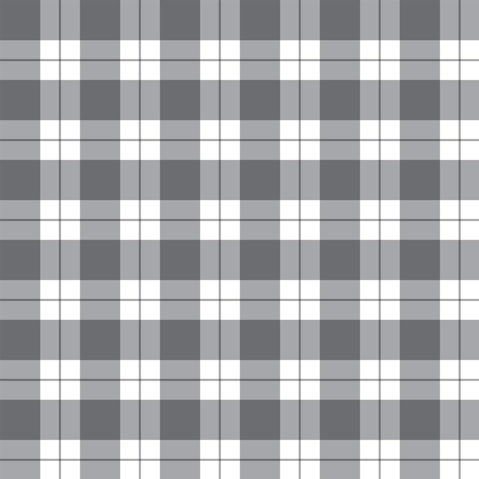 Black White Grey Simple Scott Plaid Tartan Buffalo Check Checkered Gingham Seamless Pattern Background vector