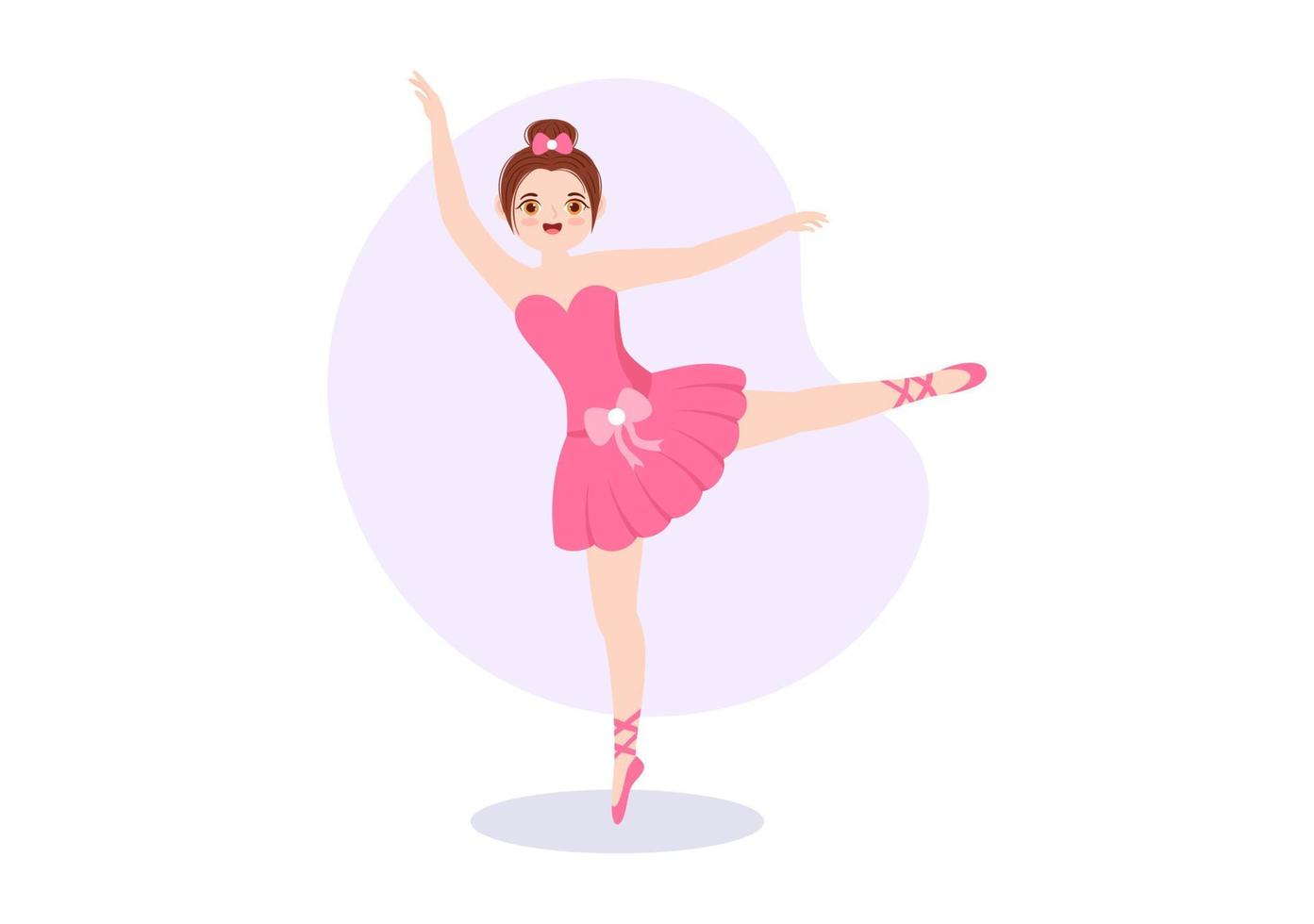 plantilla de ballet dibujado a mano dibujos animados ilustración plana hembra hermosa bailarina bailando vistiendo trajes de tutú en el diseño del escenario vector