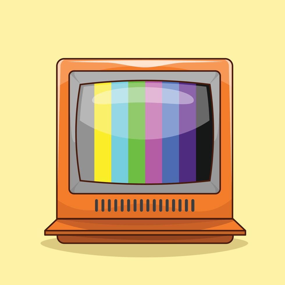 televisión retro sin señal en estilo de dibujos animados. vector de ilustración de tv antigua