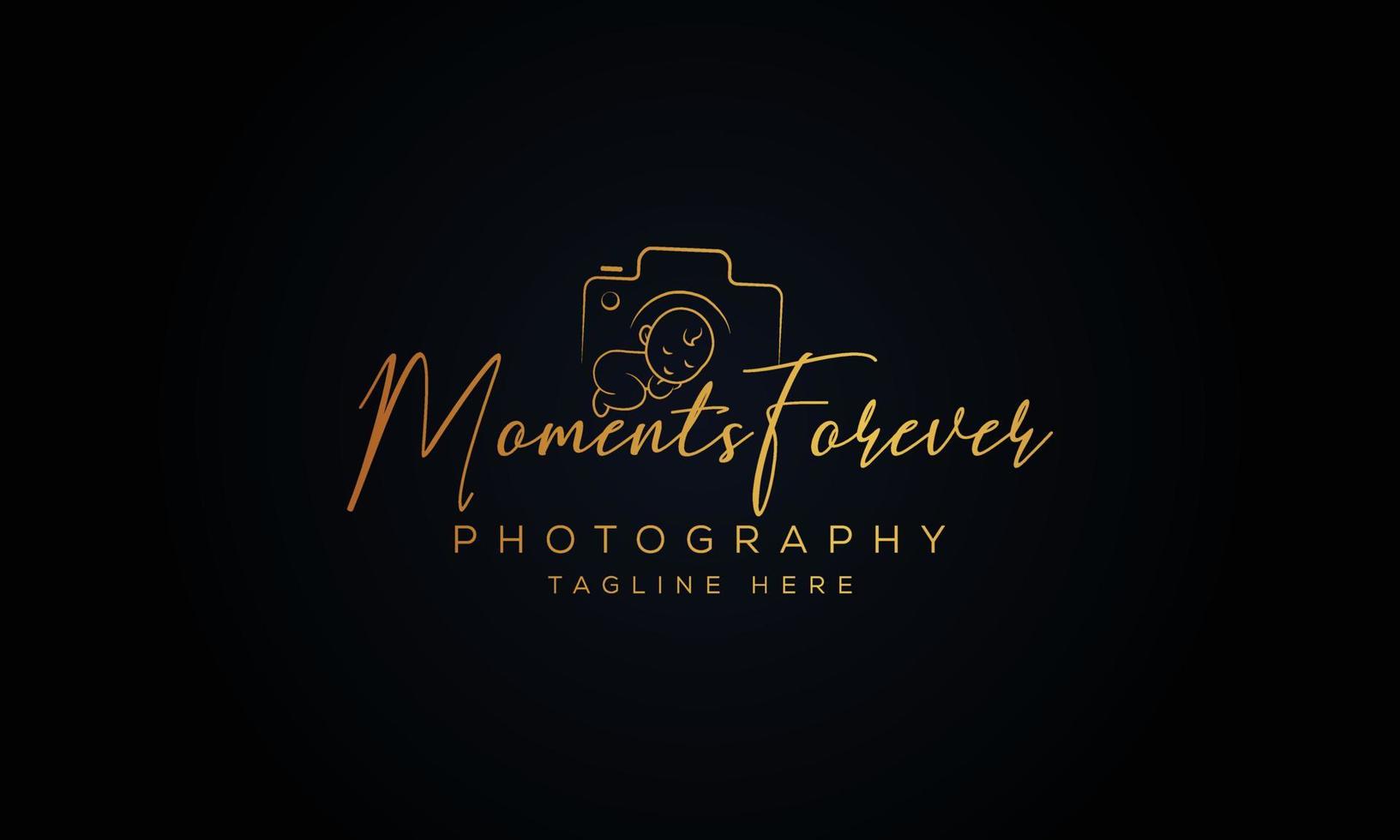 Photography Typography Signature Logo of the photographer. camera shutter. The abstract symbol for a Photo Studio in a simple minimalistic style. Vector logo template for a wedding photographer