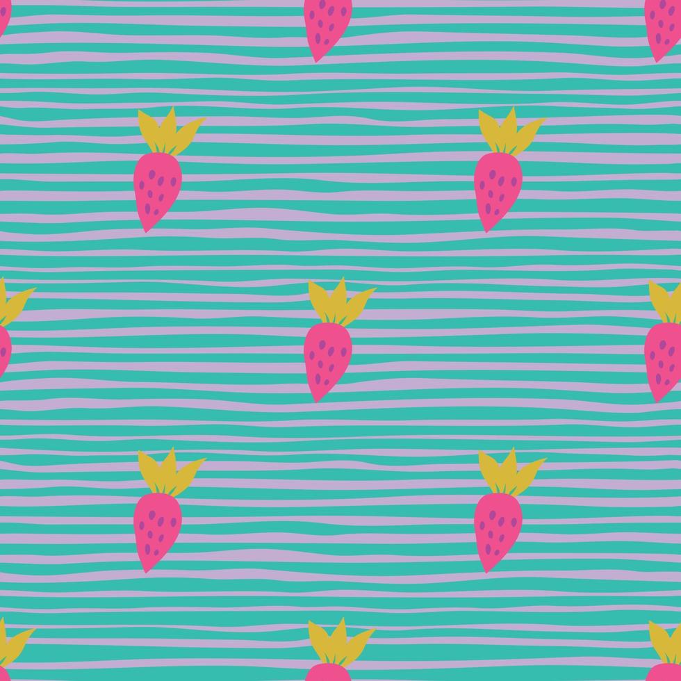 Simple strawberry seamless pattern. Hand drawn strawberries wallpaper. Fruits backdrop. vector