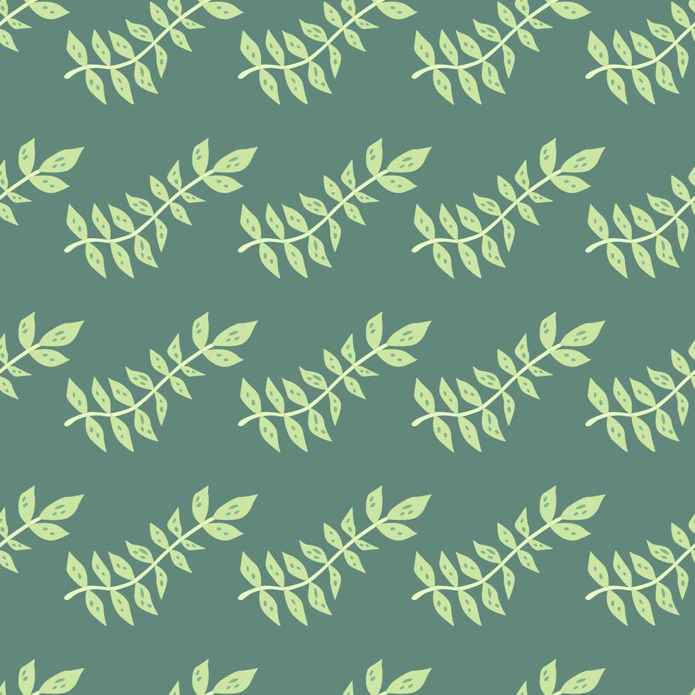 Hand drawn branches with leaves seamless pattern. Simple organic background. vector