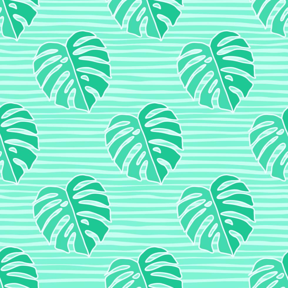 Outline monstera silhouettes seamless pattern. Palm leaves endless background. Botanical wallpaper. vector