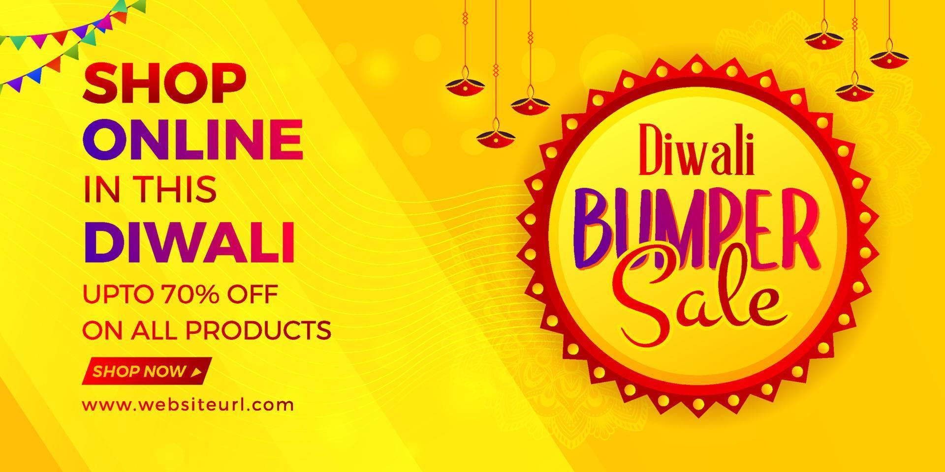 diwali discount sale banner happy diwali online shopping banner diwali bumper sale vector