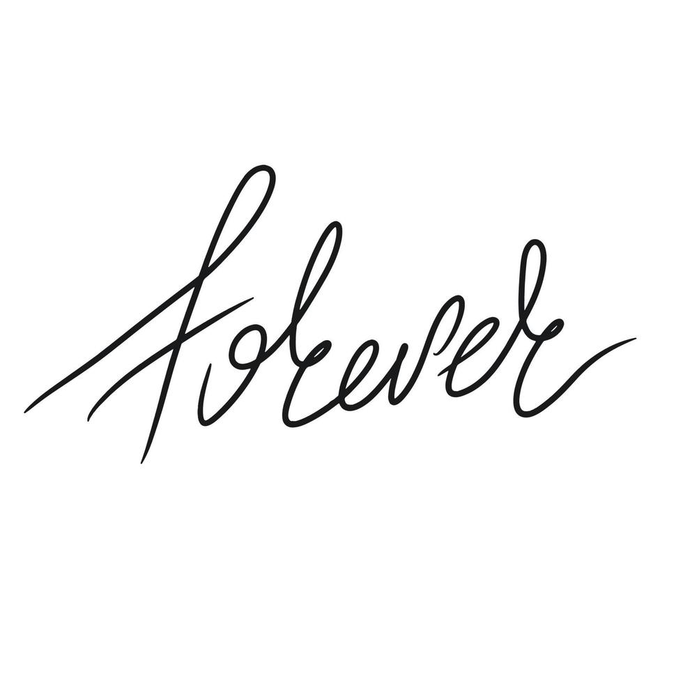 Hand drawn phrase Forever. Hand drawn lettering background. Ink illustration. vector