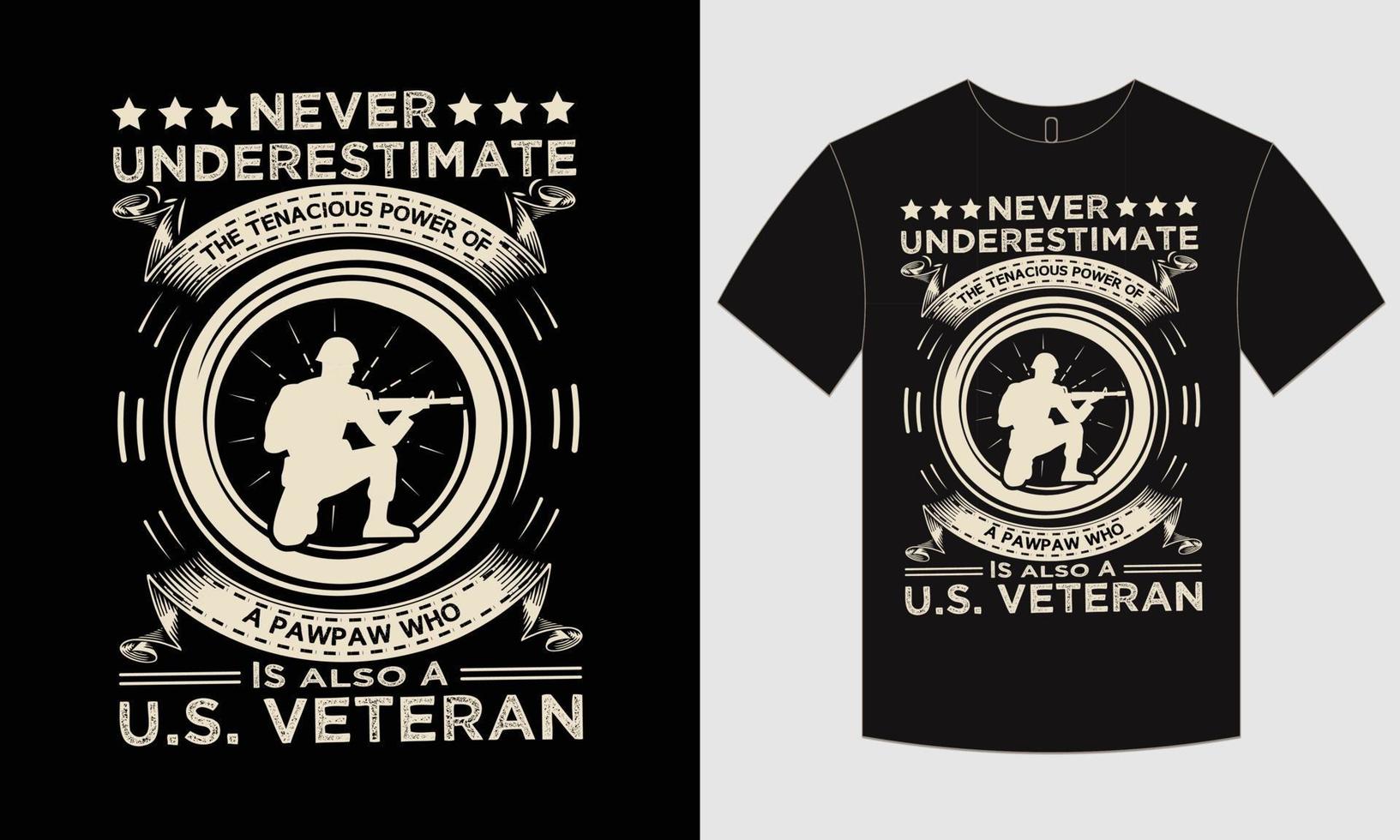 diseño de camisetas veteranas y tipografía veterana vector