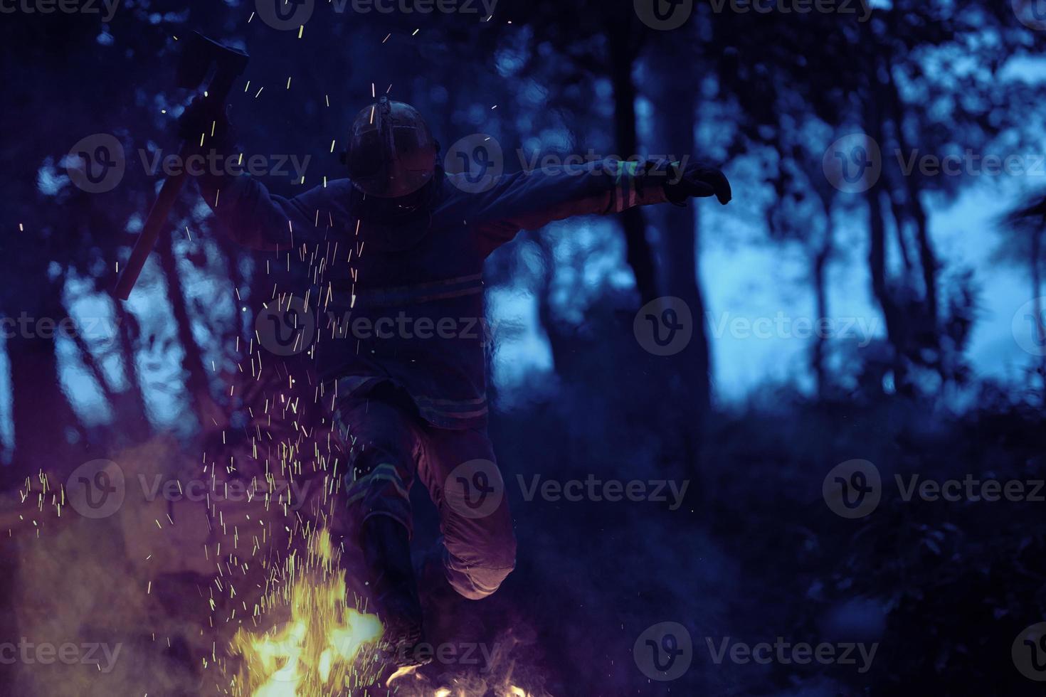 Firefighter in action photo