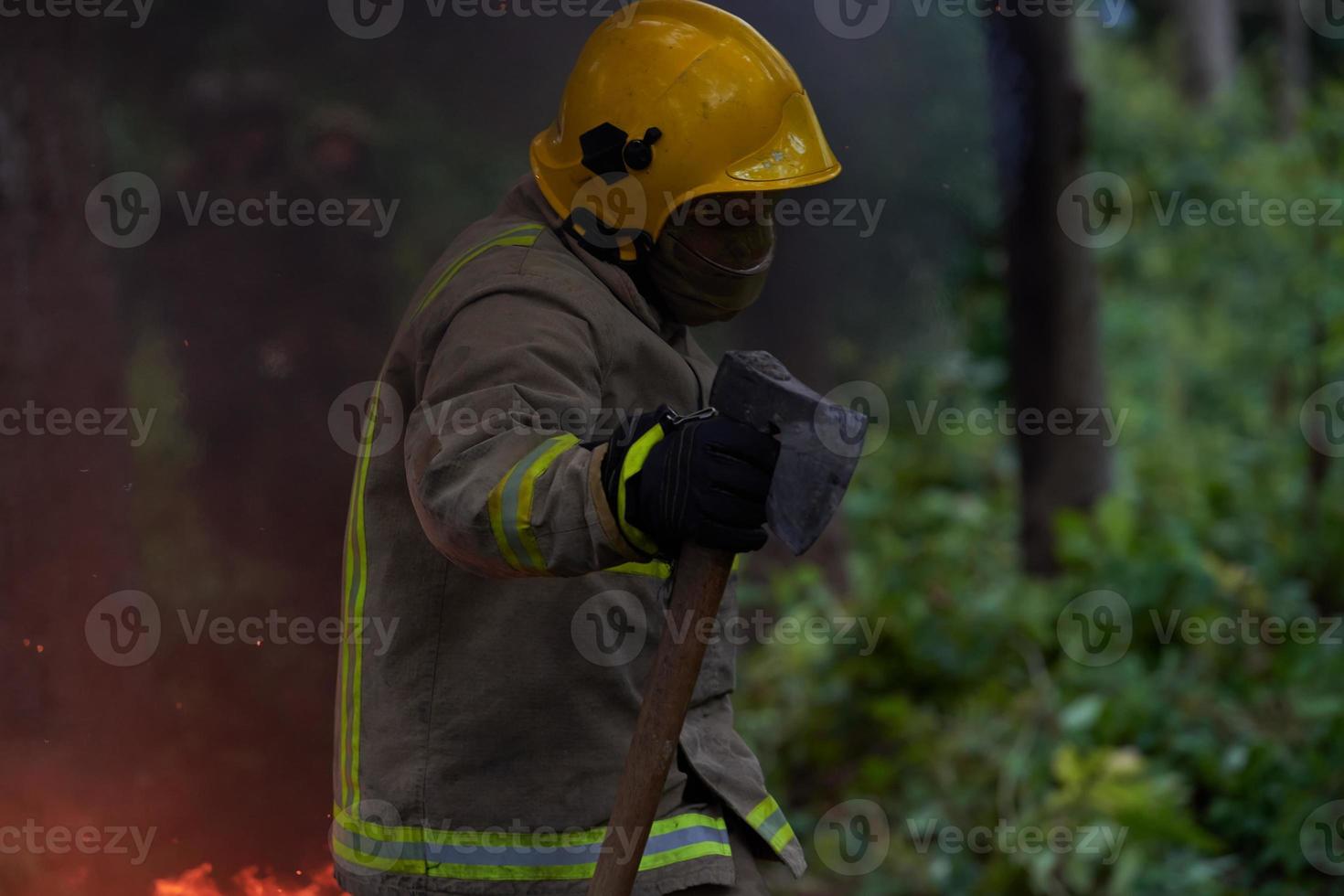 Firefighter in action photo