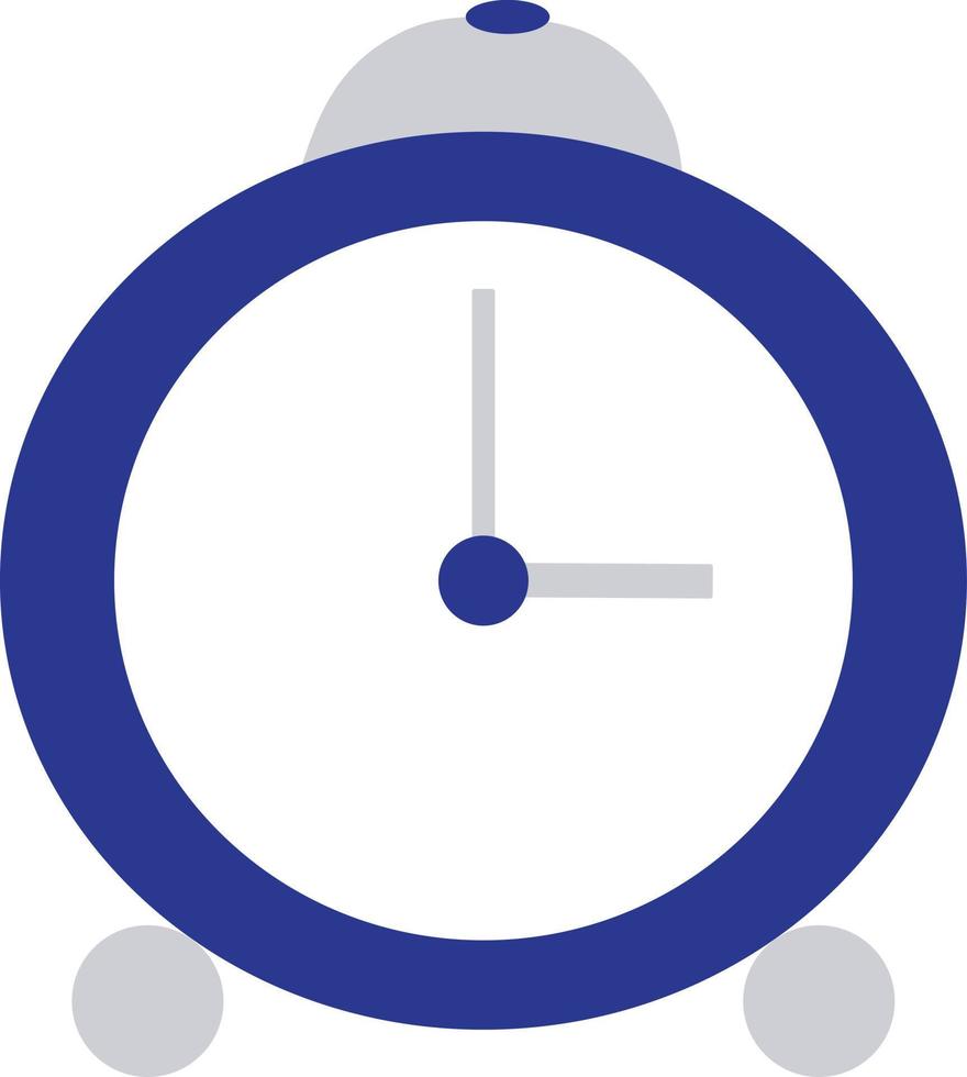 Retro alarm clock in blue color in cartoon style. Vector illustration isolated on white background.