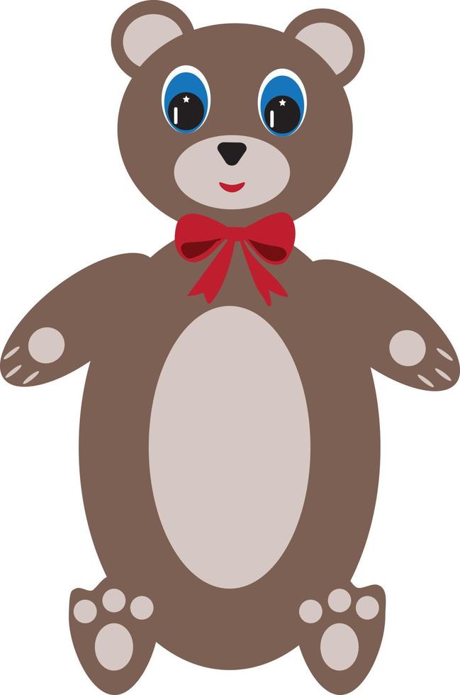 oso de peluche de juguete para niños con un lazo rojo alrededor del cuello. ilustración vectorial aislado sobre fondo blanco. vector