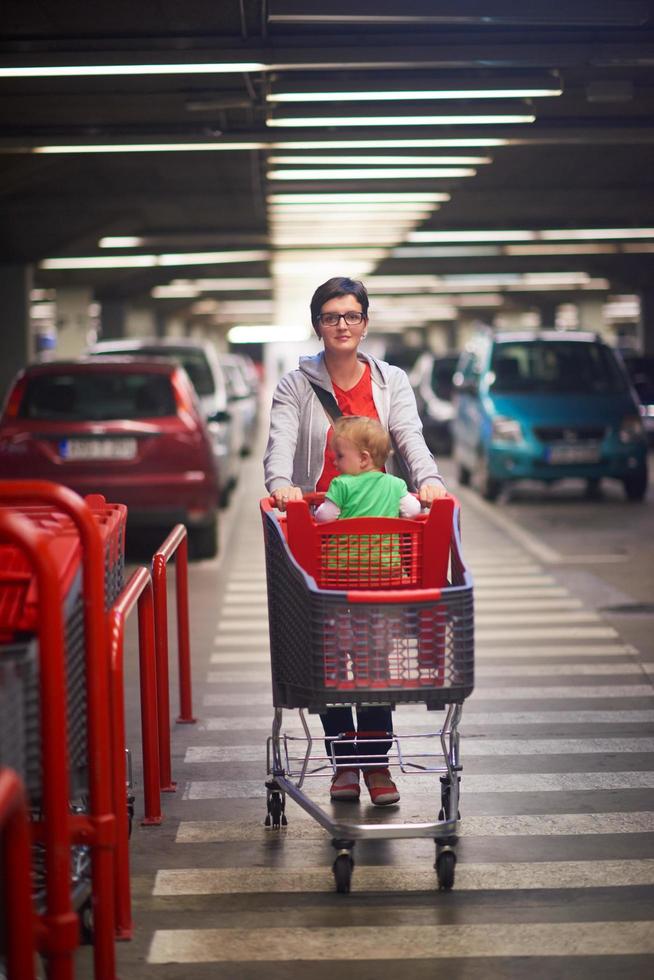 mother with baby in shopping photo