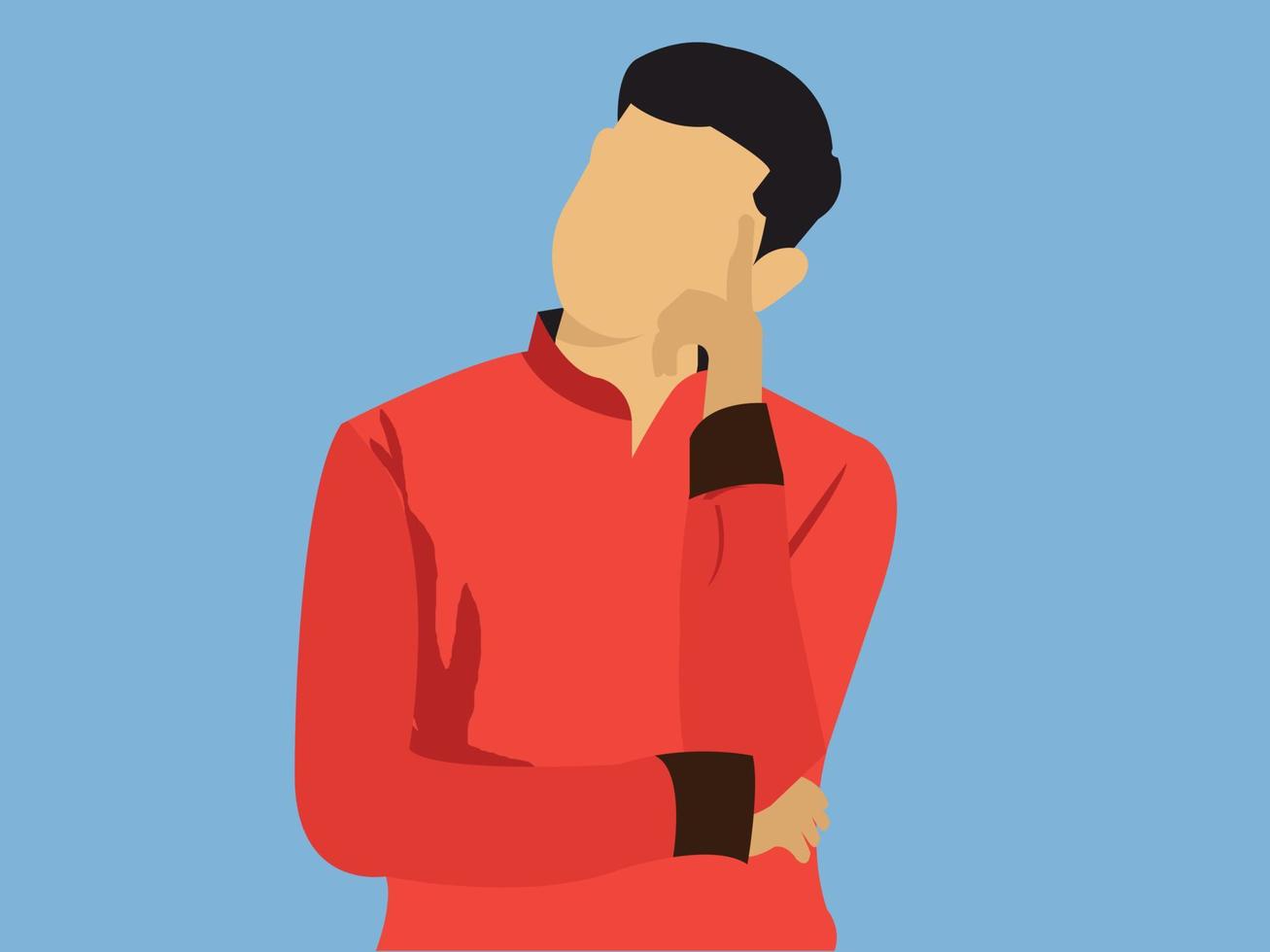 Thinking Person Flat Vector Illustration