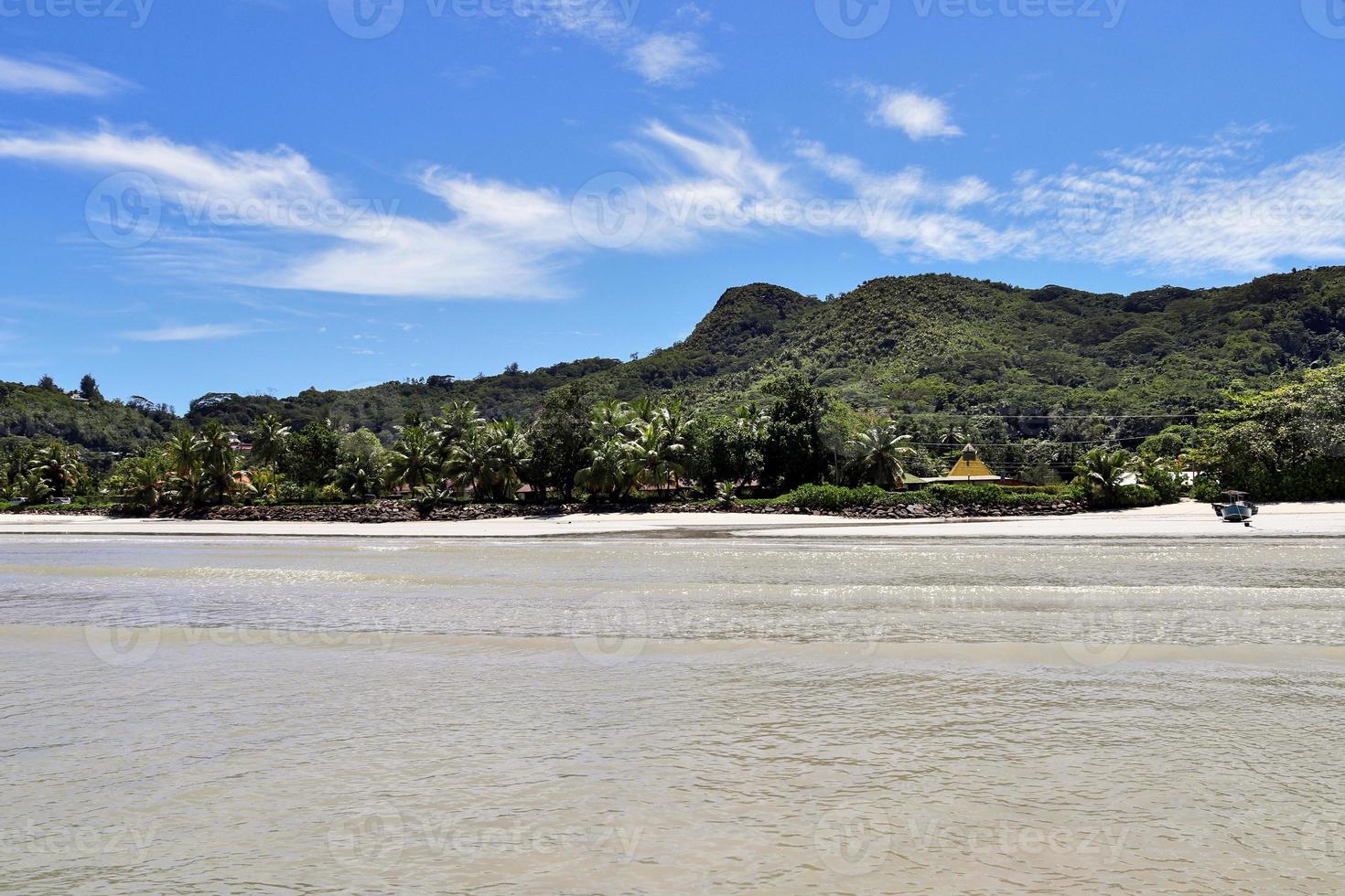 Sunny day beach view on the paradise islands Seychelles photo