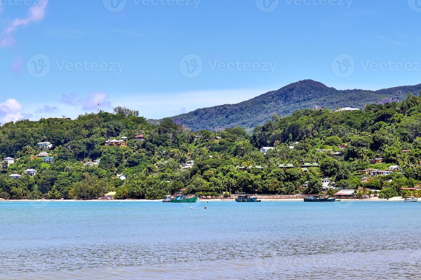 Sunny day beach view on the paradise islands Seychelles photo