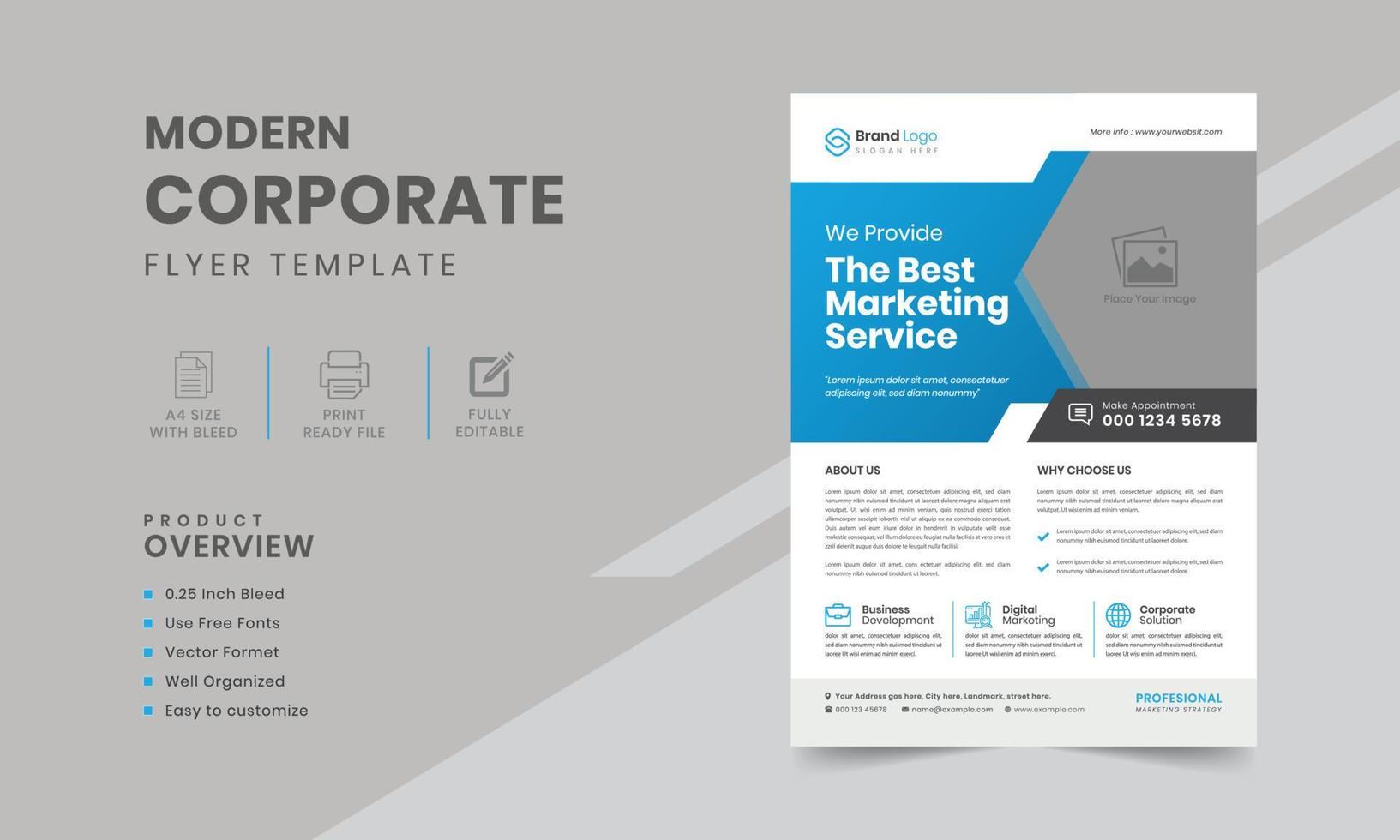 Corporate business flyer design with a4 size editable flyer template vector