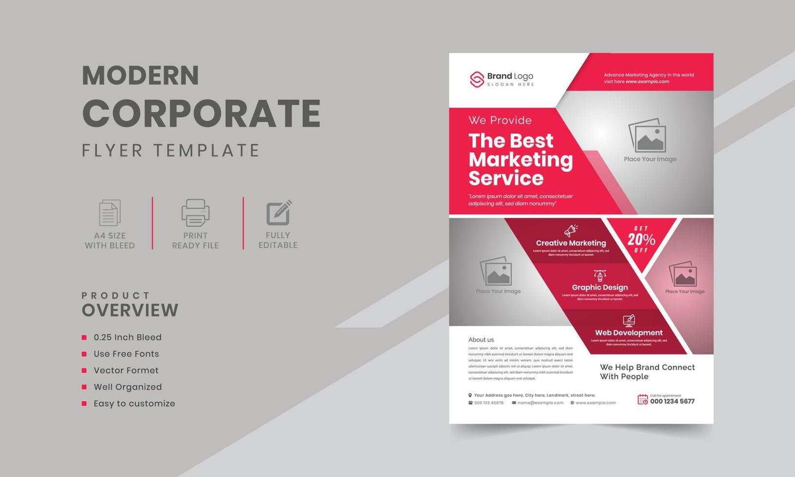 Corporate business flyer design with a4 size editable flyer template vector