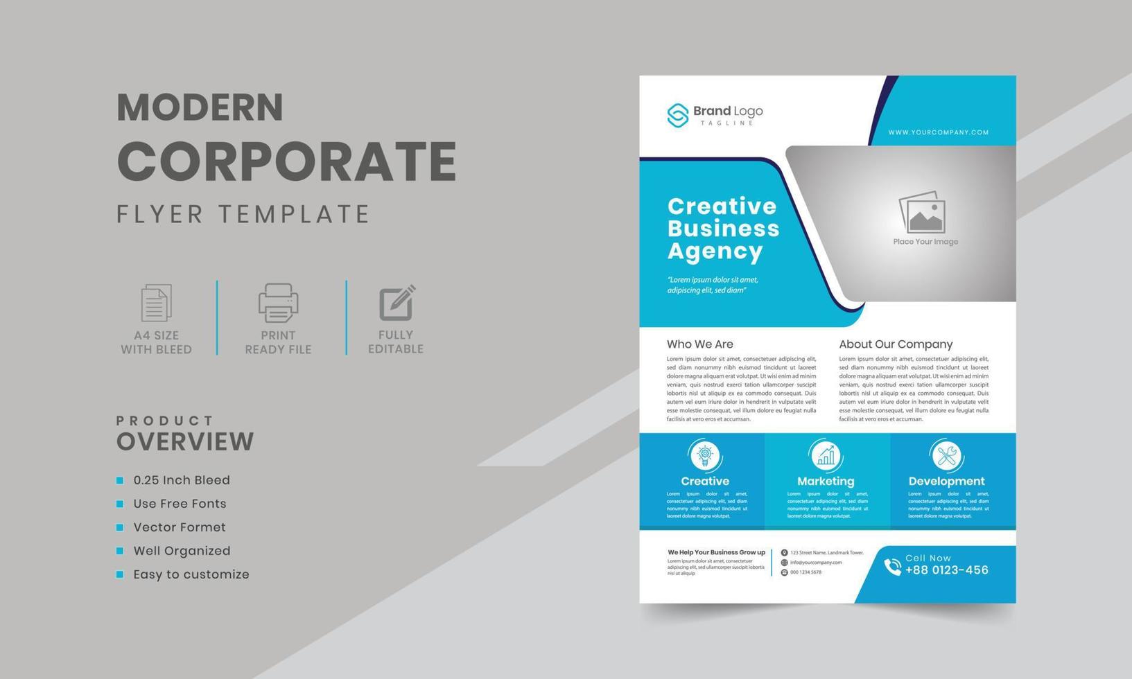 Corporate business flyer design with a4 size editable flyer template vector