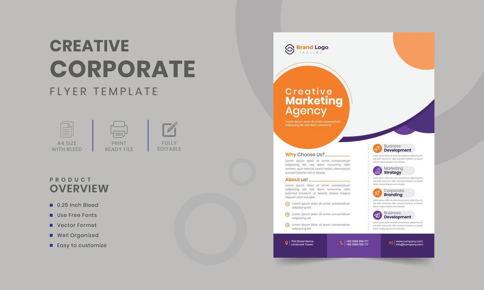 Corporate business flyer design with a4 size editable flyer template vector