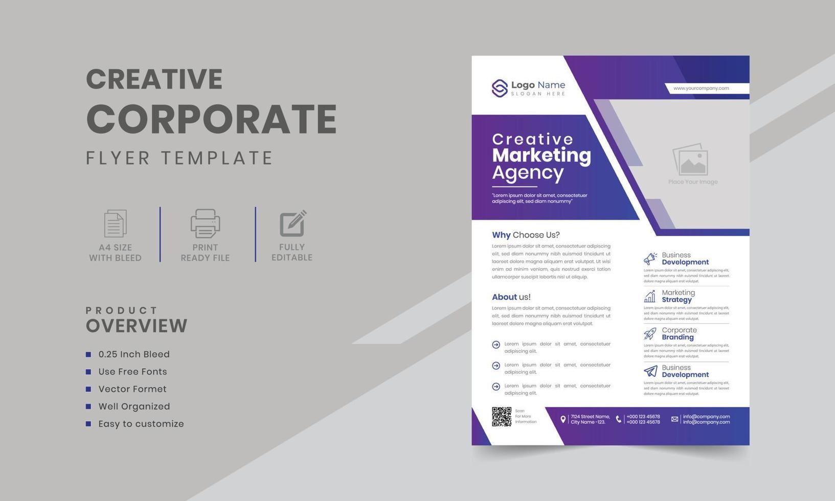 Corporate business flyer design with a4 size editable flyer template vector