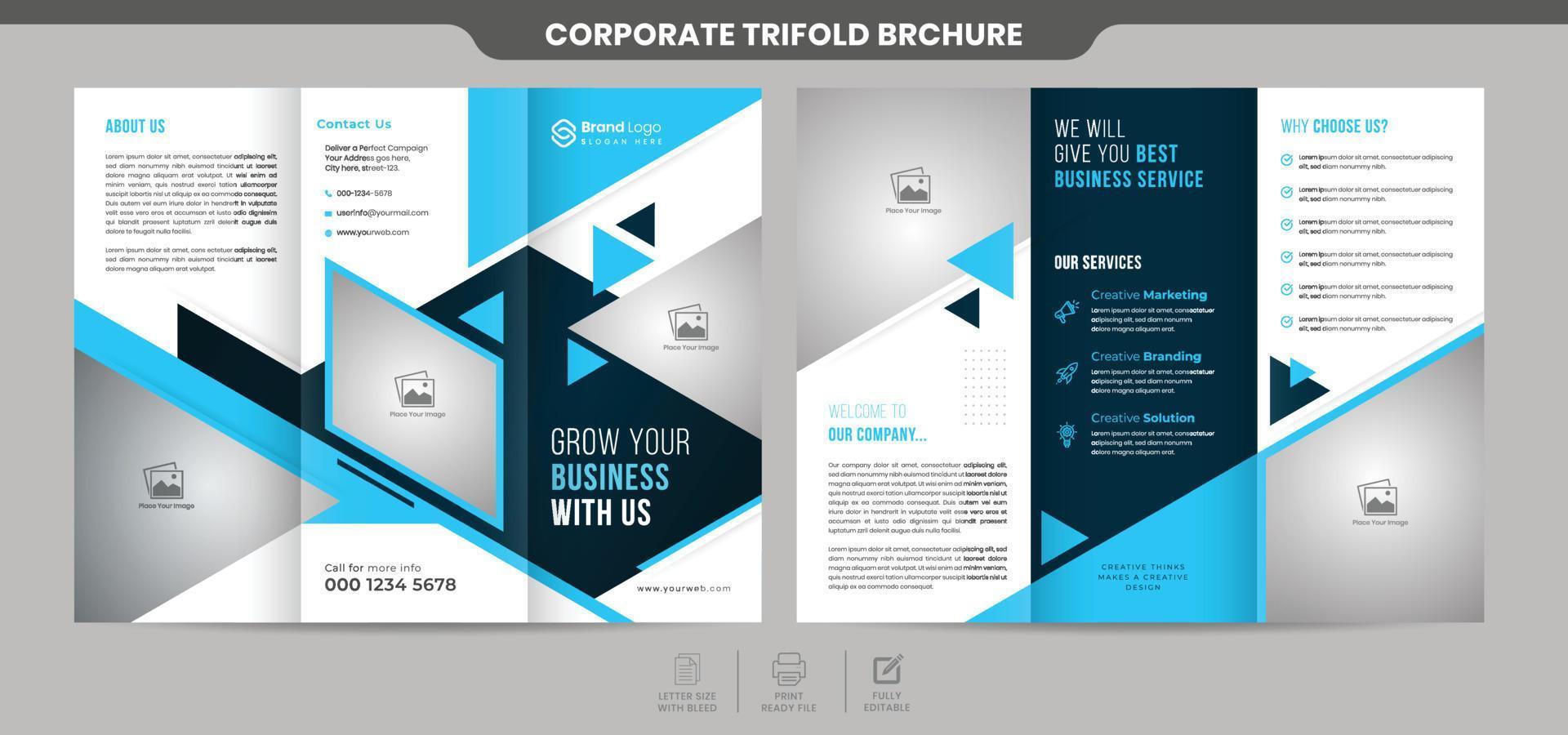 plantilla de folleto tríptico de negocios moderno y creativo vector