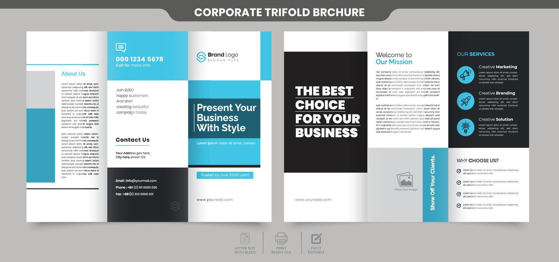 Modern and Creative Business Trifold Brochure Template vector
