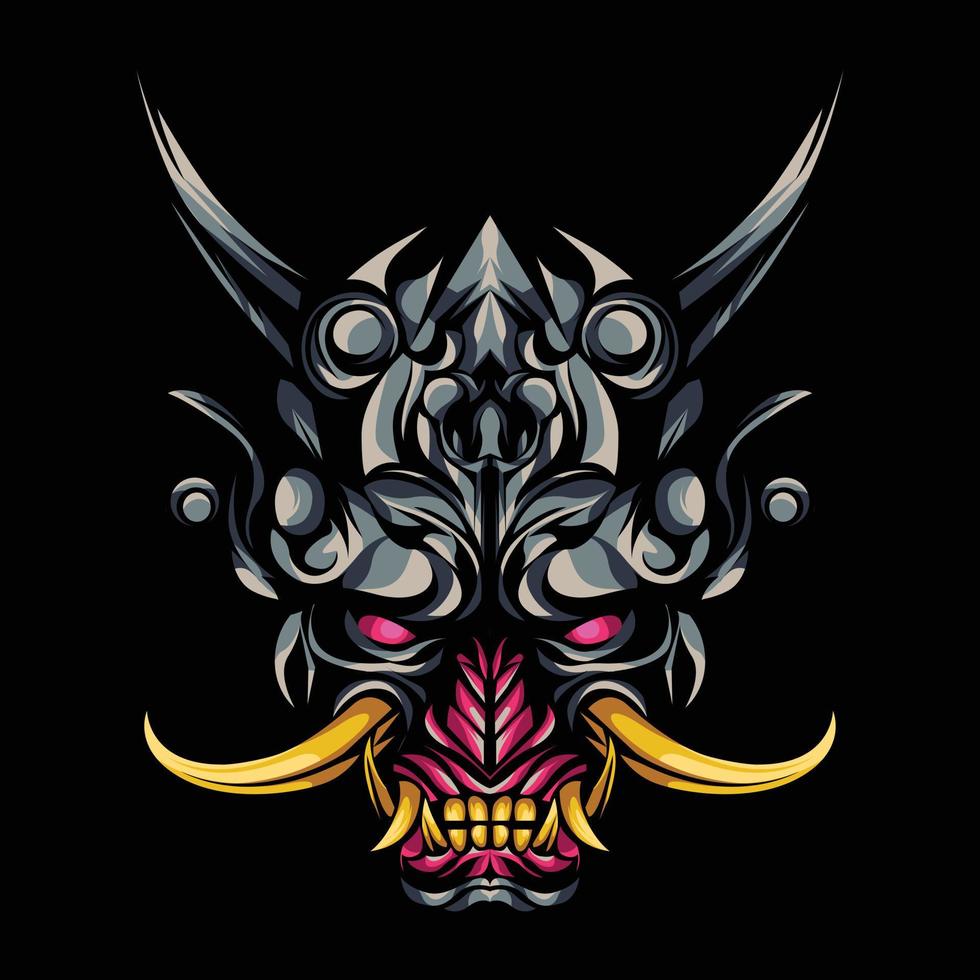 japanese devil oni mask illustration vector