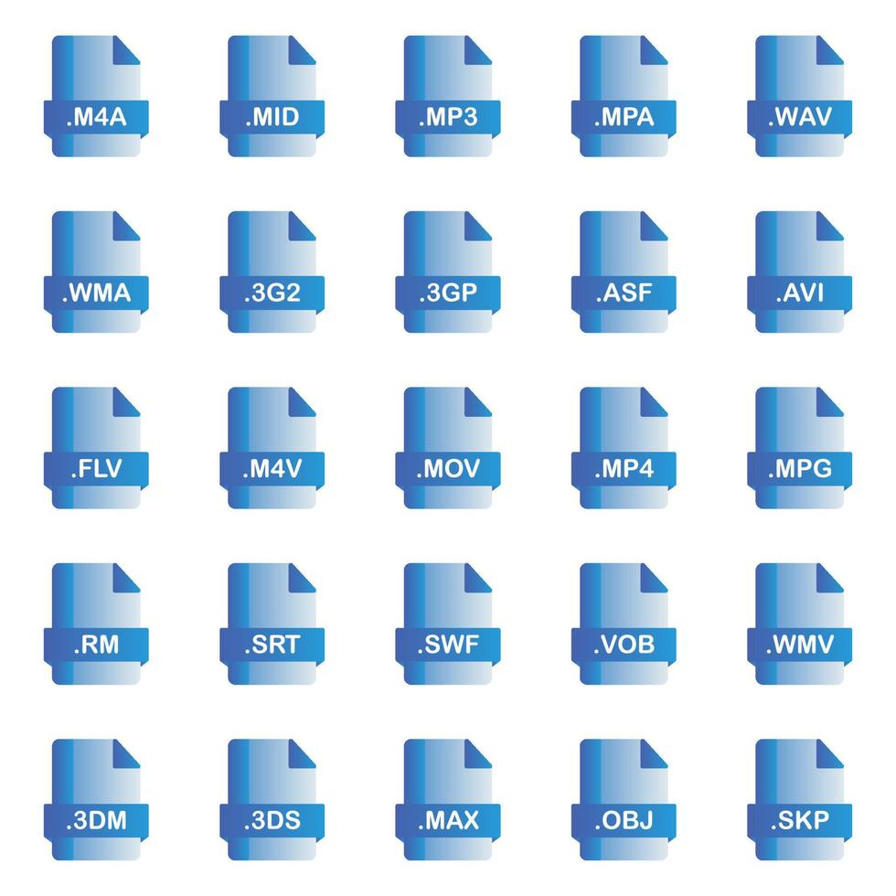 conjunto de formatos de archivo de documento e iconos de etiquetas. ilustración vectorial vector