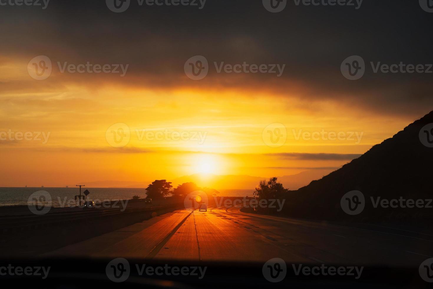 Sunset on highway 101 California photo