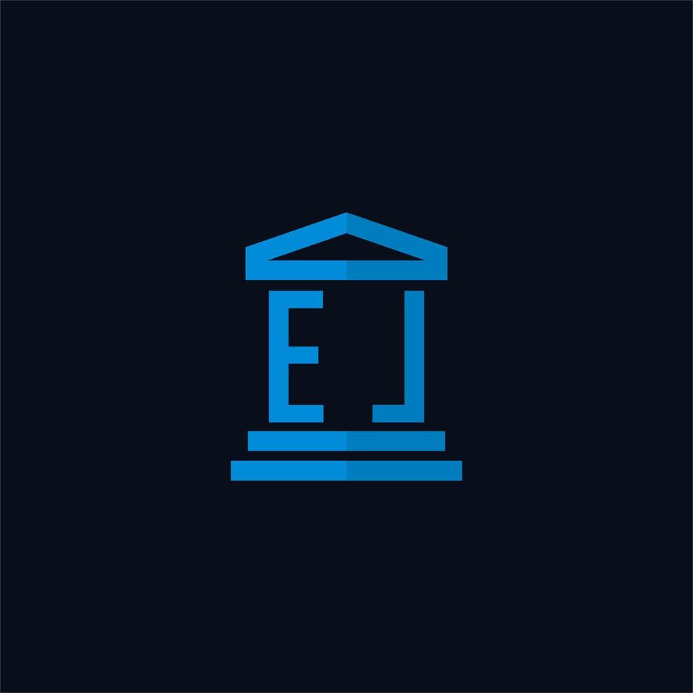 EL initial logo monogram with simple courthouse building icon design vector