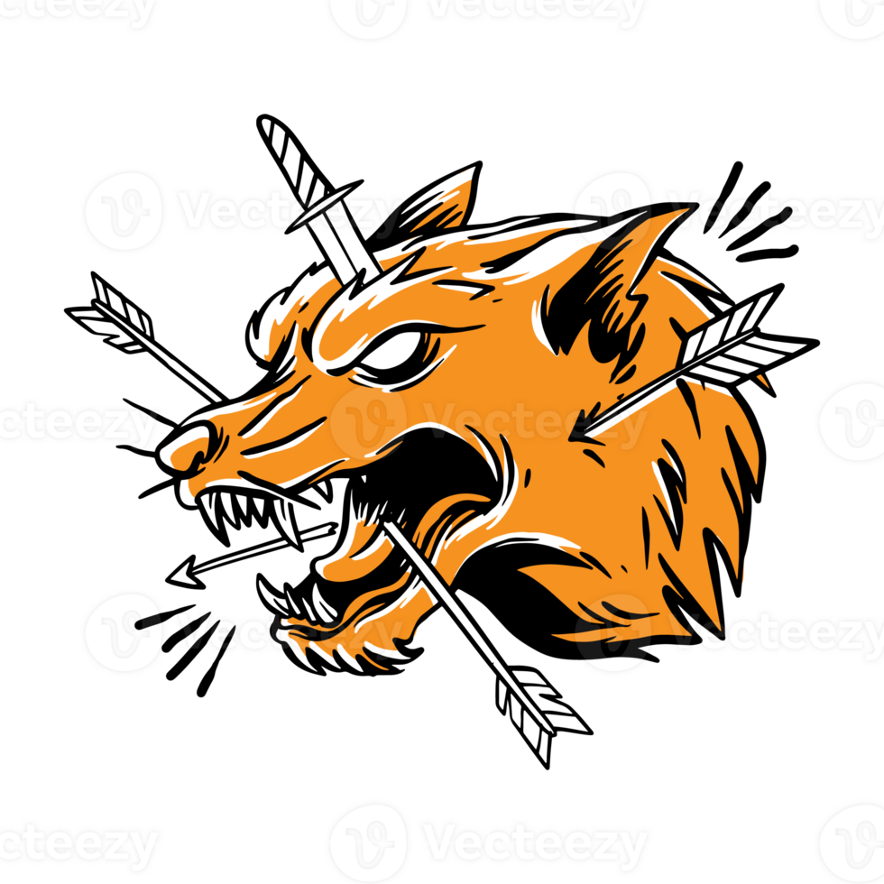 wolf in schmerzen handgezeichnete illustration png