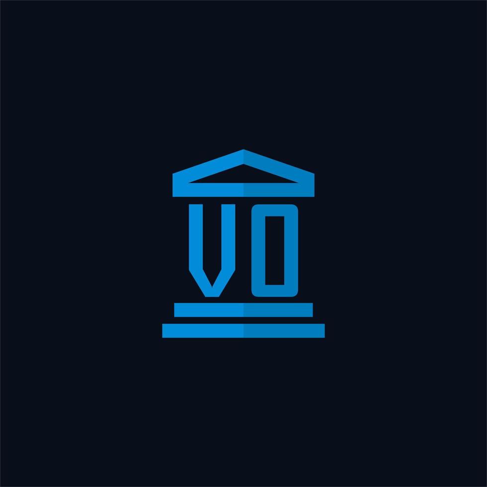 VO initial logo monogram with simple courthouse building icon design vector