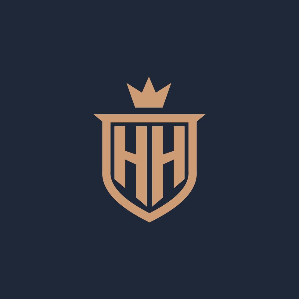HH monogram initial logo with shield and crown style vector
